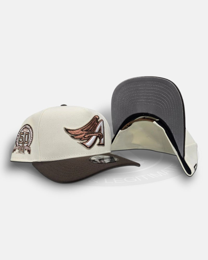 Los Angeles Angels 50th Anniversary Two Tone Off White Brown 9Forty A-Frame Snapback Hat