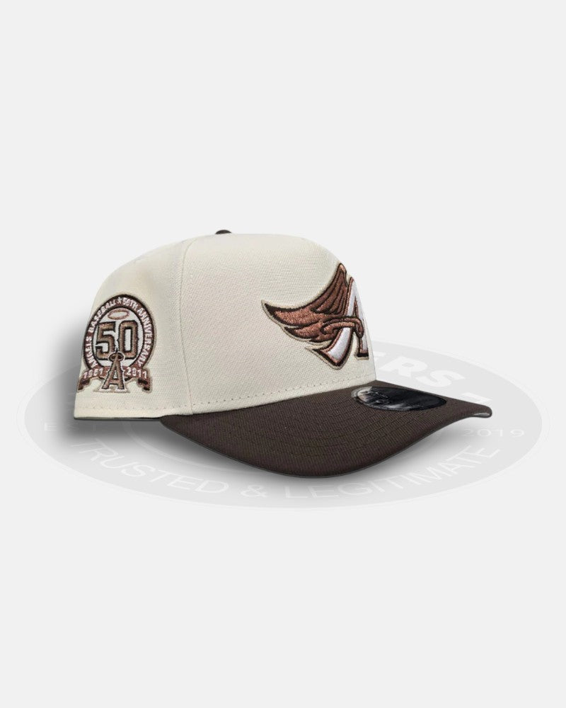 Los Angeles Angels 50th Anniversary Two Tone Off White Brown 9Forty A-Frame Snapback Hat