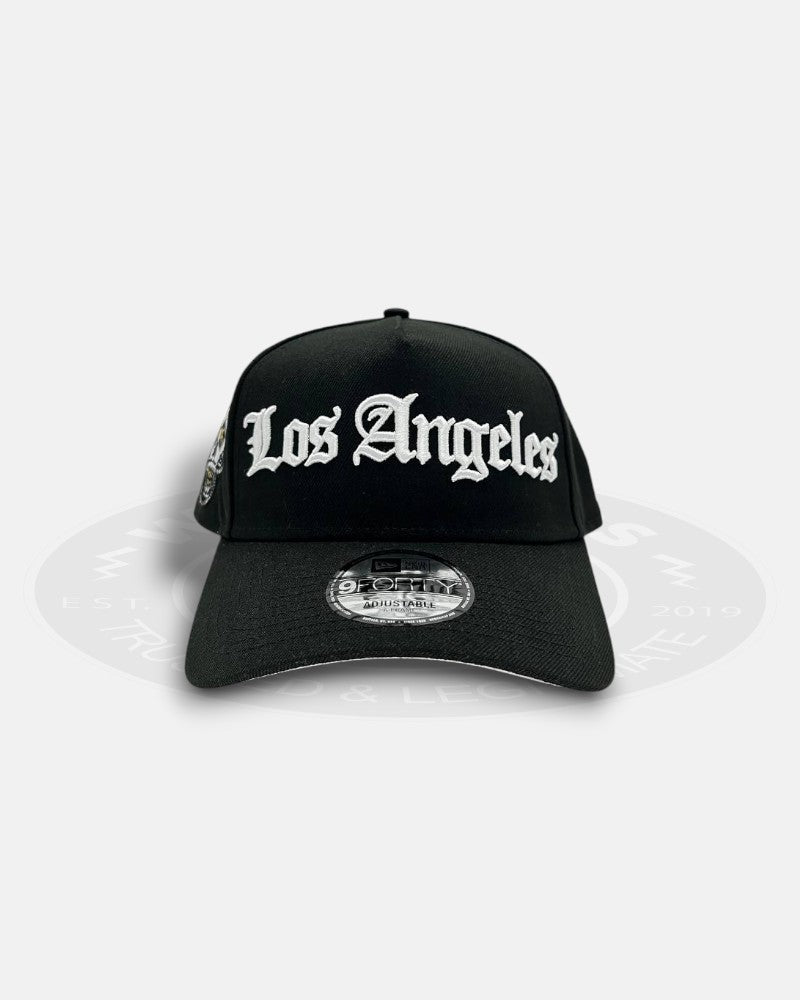 Los Angeles Dodgers Skull Side Patch Chrome Black 9Forty A-Frame Snapback Hat
