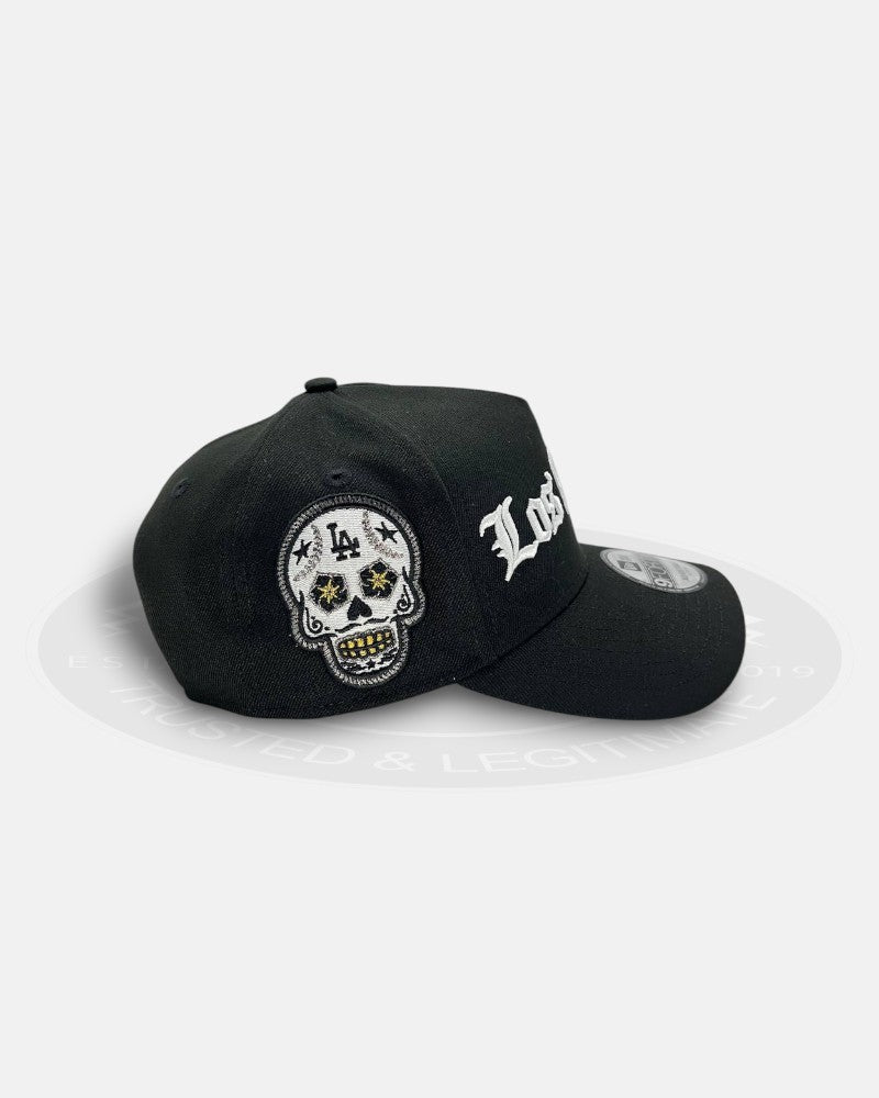 Los Angeles Dodgers Skull Side Patch Chrome Black 9Forty A-Frame Snapback Hat