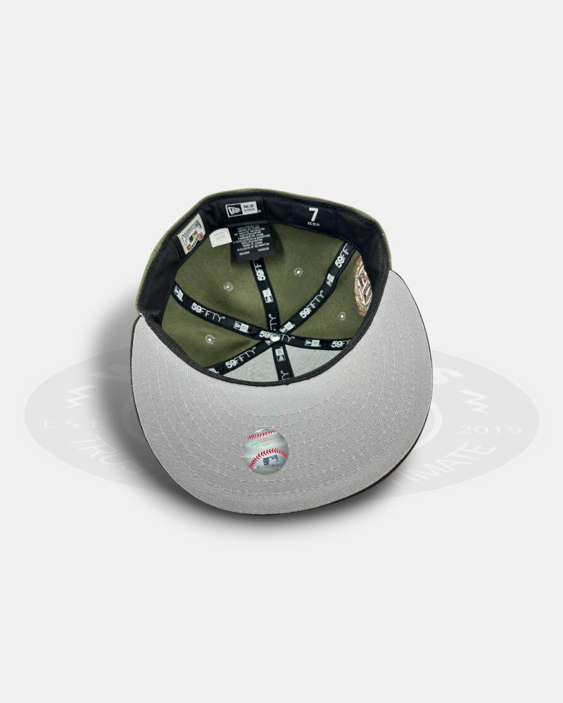 Los Angeles Angels Olive Brown Grey Underbill Milestone Crest 59Fifty Fitted Hat