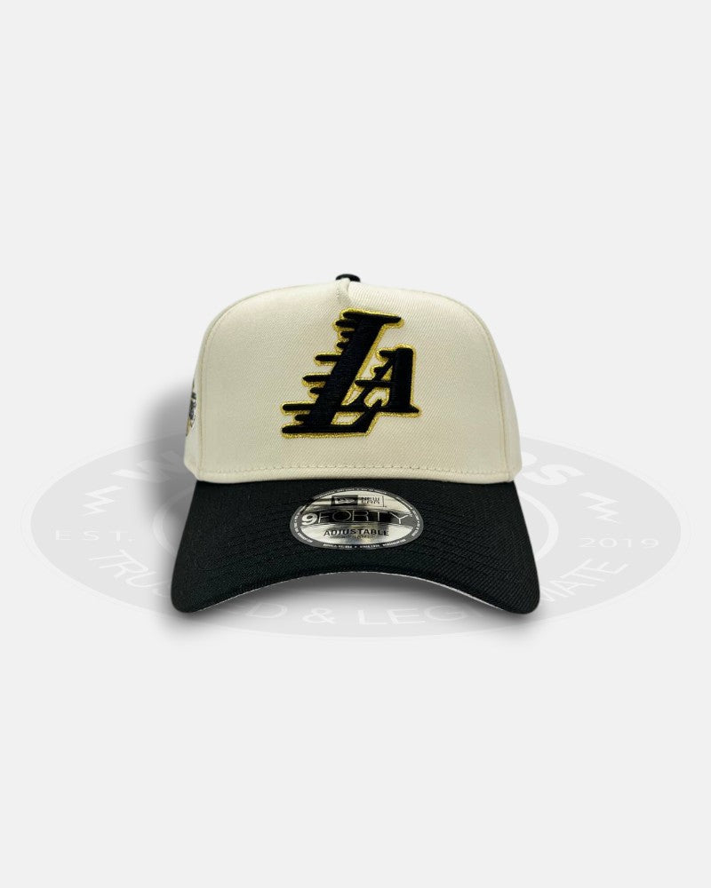 Los Angeles Lakers Running Script Two Tone 9Forty A-Frame Snapback Hat