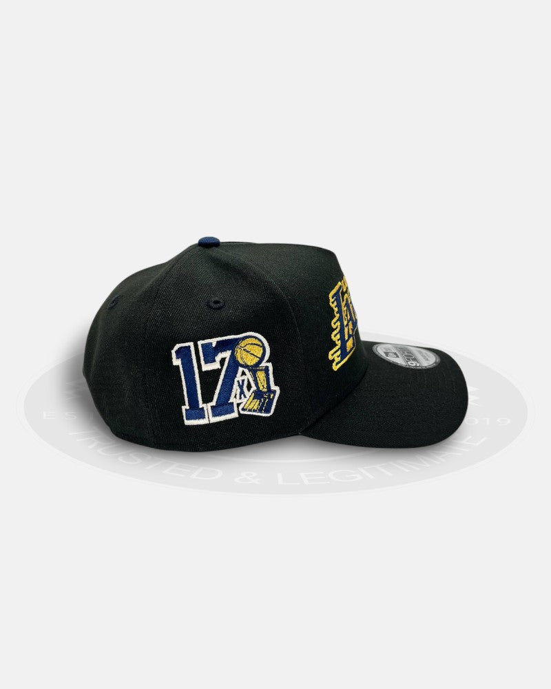 Los Angeles Lakers Running Script Gold D-Line 9Forty A-Frame Snapback Hat