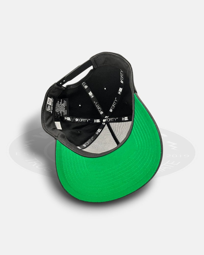 Compton Logo Chrome Black 9Forty A-Frame Snapback Hat