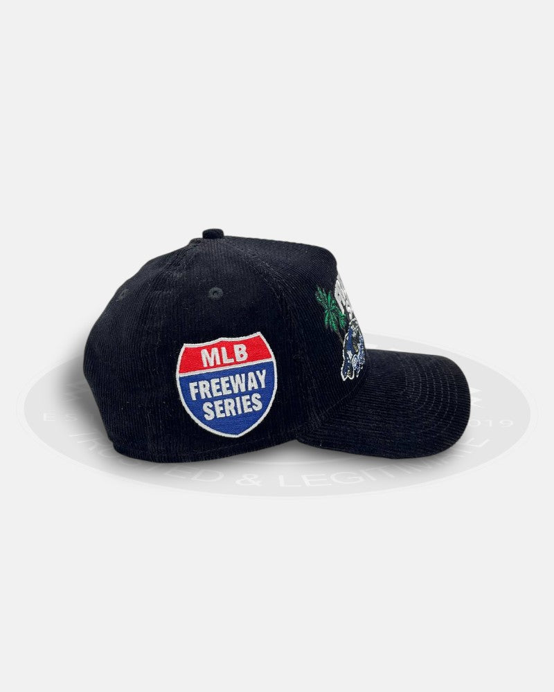 Los Angeles Dodgers vs Los Angeles Angels MLB Freeway Series Black Corduroy 9Forty A-Frame Snapback Hat