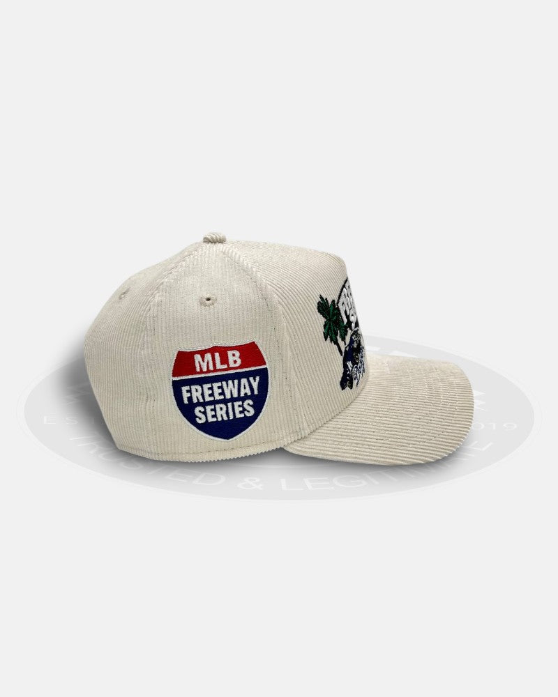 Los Angeles Dodgers vs Los Angeles Angels MLB Freeway Series White Corduroy 9Forty A-Frame Snapback Hat