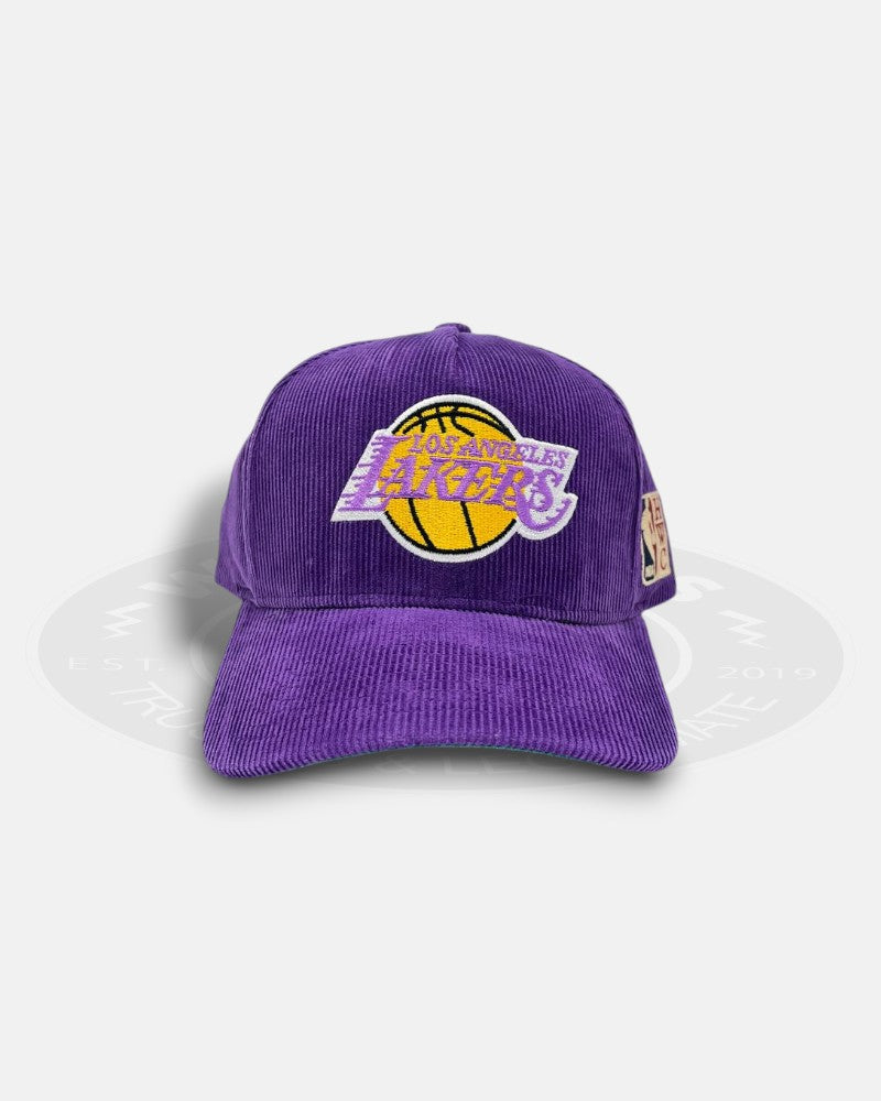 Los Angeles Lakers Team Logo Hard Wood Classic Corduroy Pro Pinch Fit Snapback Hat