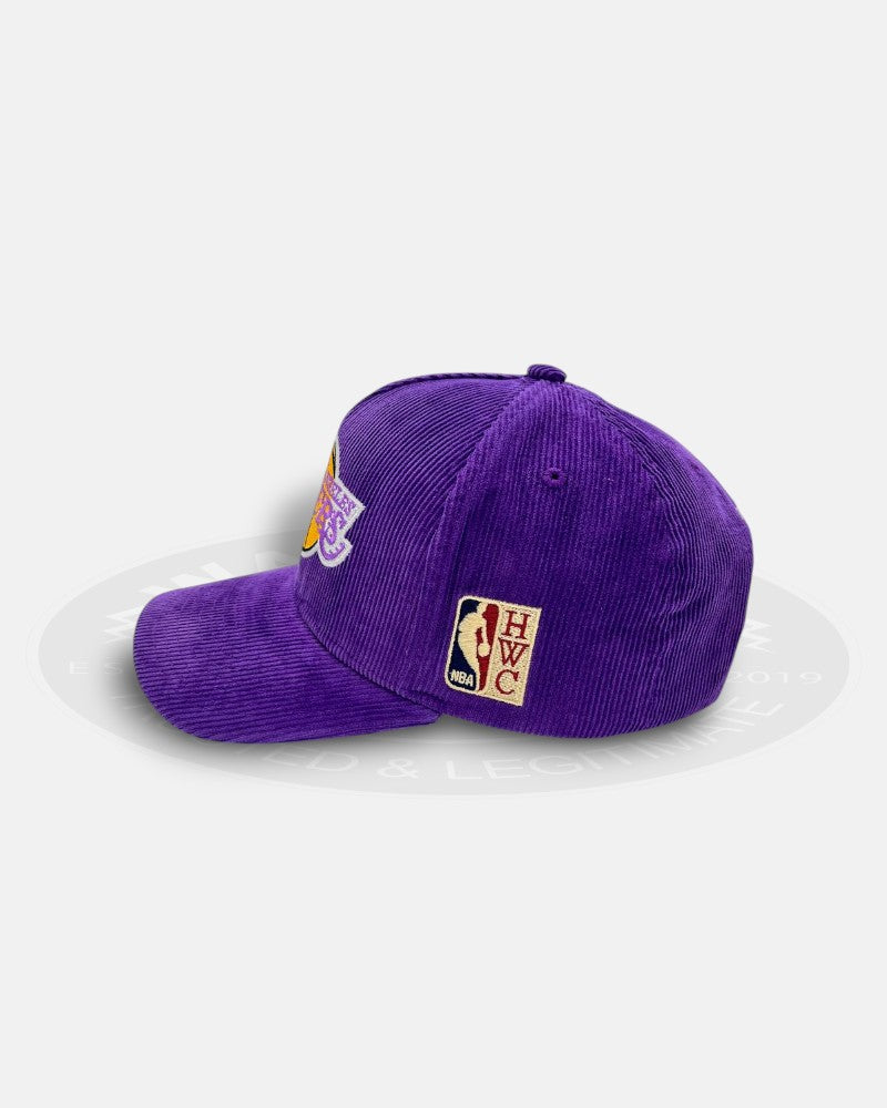 Los Angeles Lakers Team Logo Hard Wood Classic Corduroy Pro Pinch Fit Snapback Hat