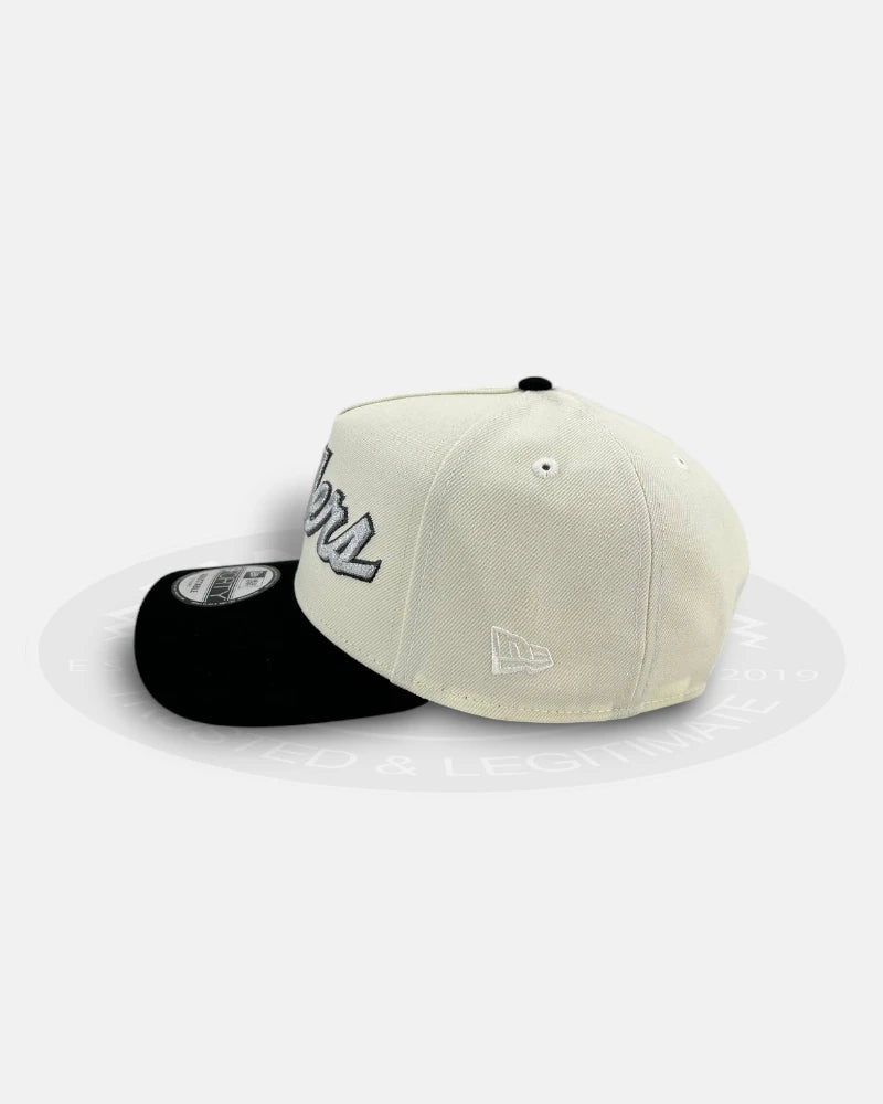 Las Vegas Raiders 50th Anniversary Silver Script Chrome Two Tone 9Forty A-Frame Snapback Hat