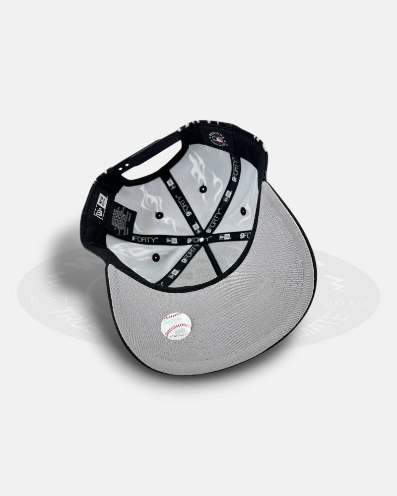 Atlanta Braves White Flames 9Forty A-Frame Snapback Hat