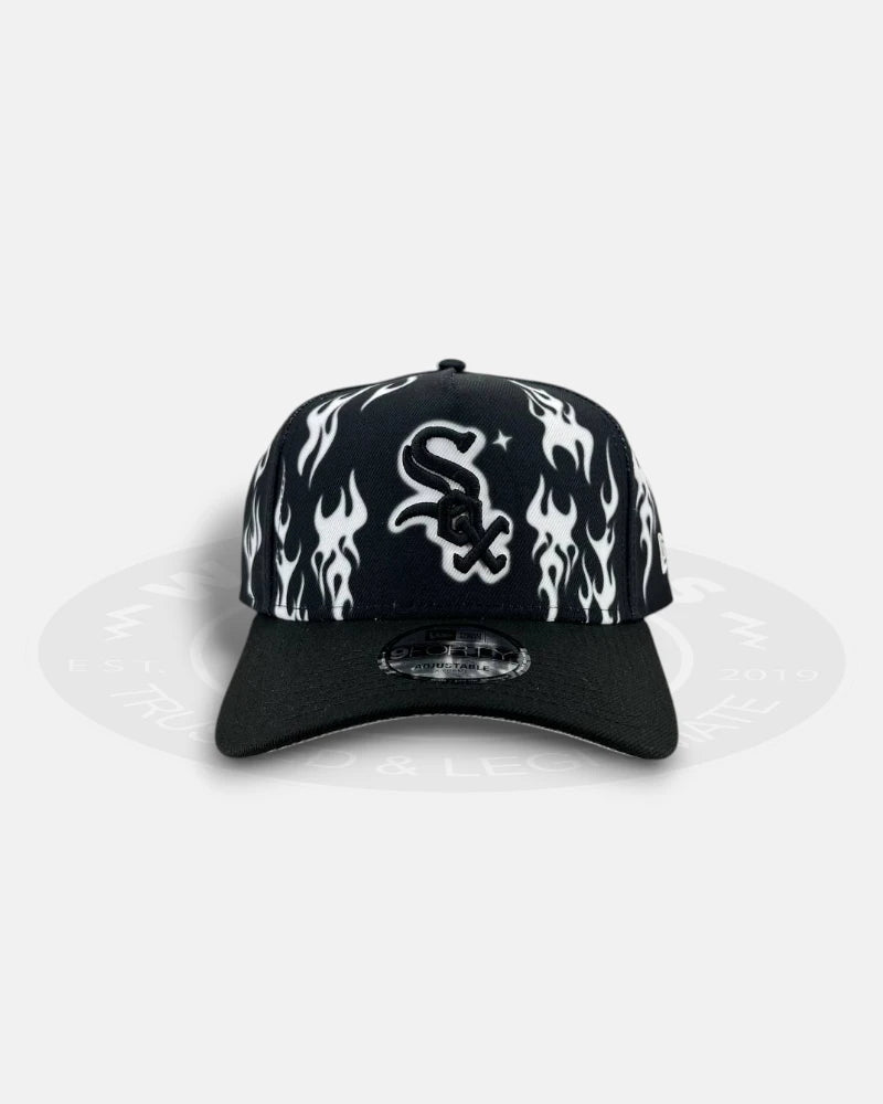 Chicago White Sox White Flames 9Forty A-Frame Snapback Hat