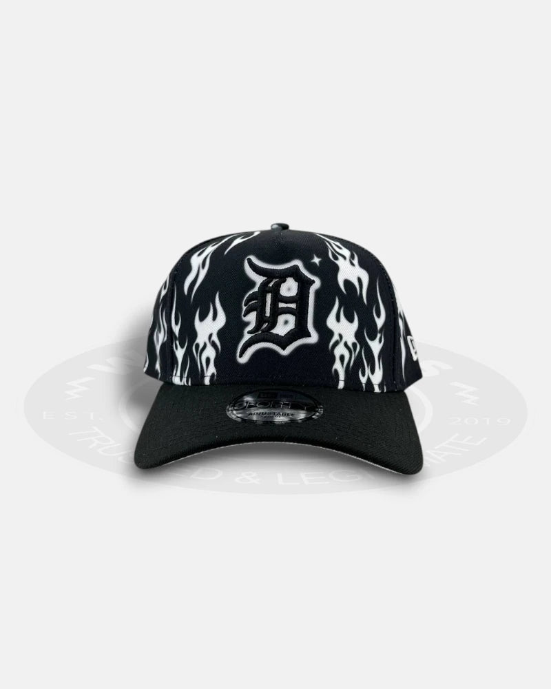 Detroit Tigers White Flames 9Forty A-Frame Snapback Hat