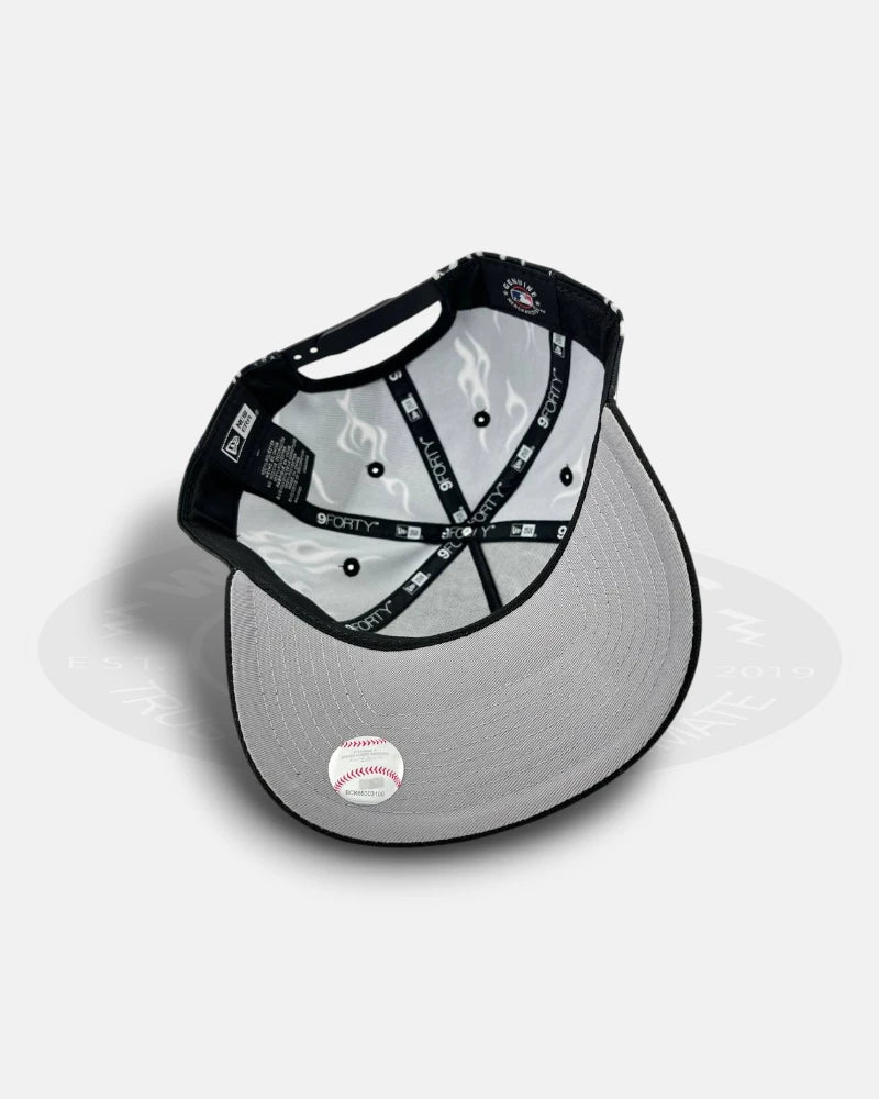 Los Angeles Dodgers White Flames 9Forty A-Frame Snapback Hat