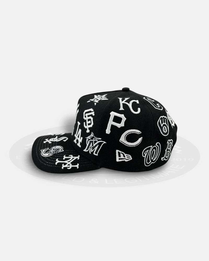 MLB Team All Over Patch Black White 9Forty A-Frame Snapback Hat