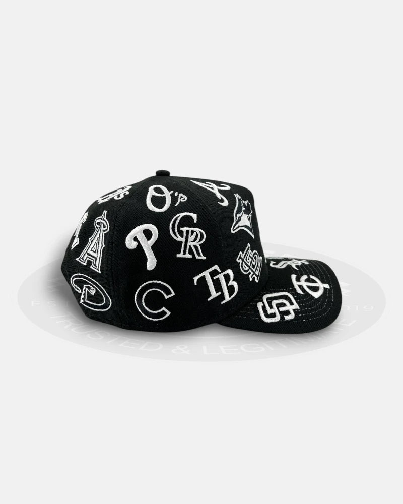 MLB Team All Over Patch Black White 9Forty A-Frame Snapback Hat