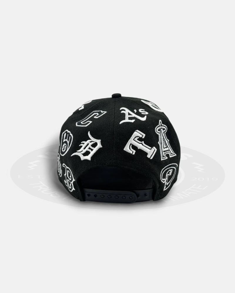 MLB Team All Over Patch Black White 9Forty A-Frame Snapback Hat