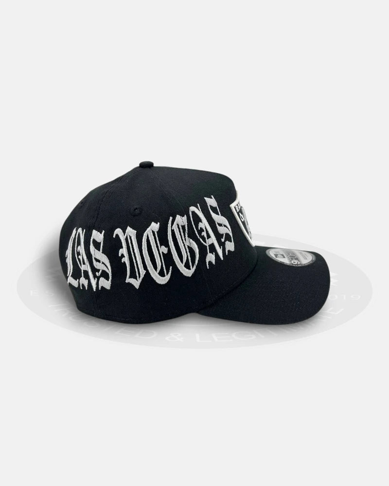 Las Vegas Raiders Oversized Gothic All Over 9FORTY A-Frame Snapback Hat