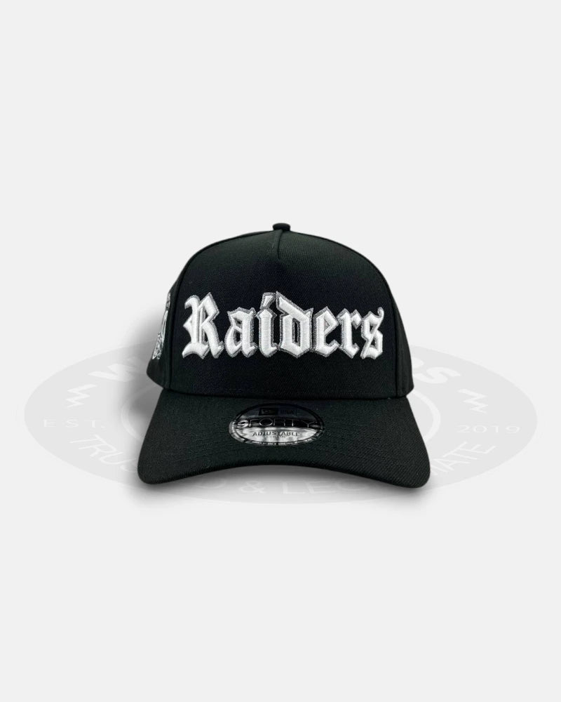 Las Vegas Raiders 60th Script Tribute 9FORTY A-Frame Snapback Hat