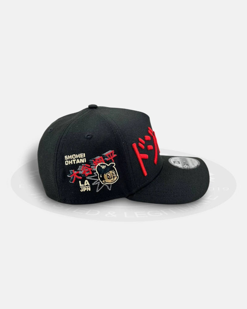 Los Angeles Dodgers Ohtani Kanji Black Red 9FORTY A-Frame Snapback Hat