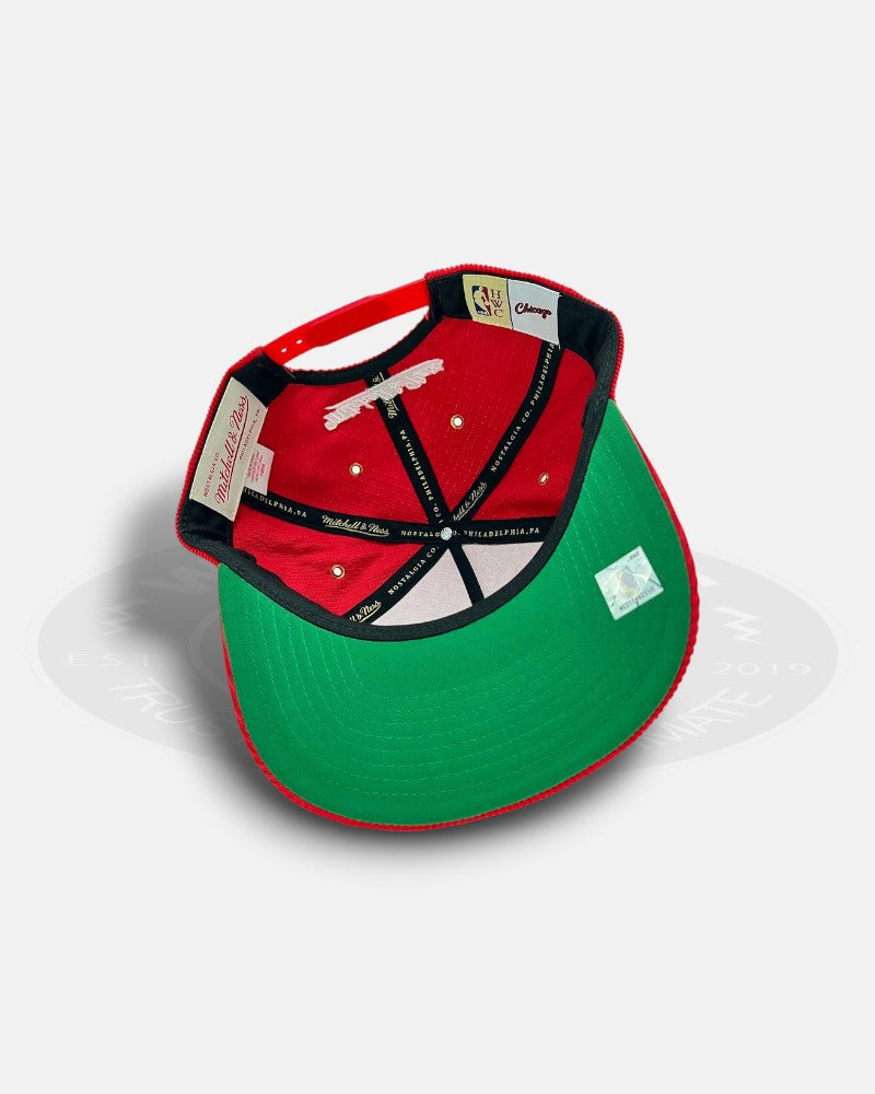Chicago Bulls 1998 NBA Champions Pacific Division Corduroy Deadstock Fit Snapback Hat