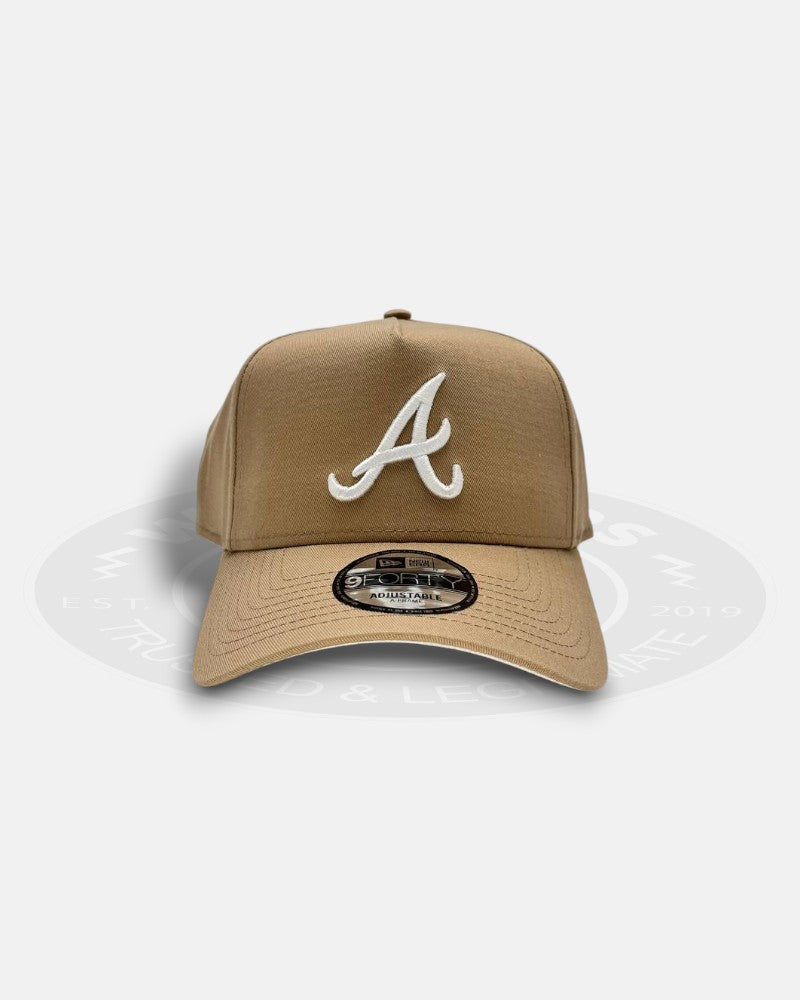 Atlanta Braves White Wheat 9Forty A-Frame Snapback Hat