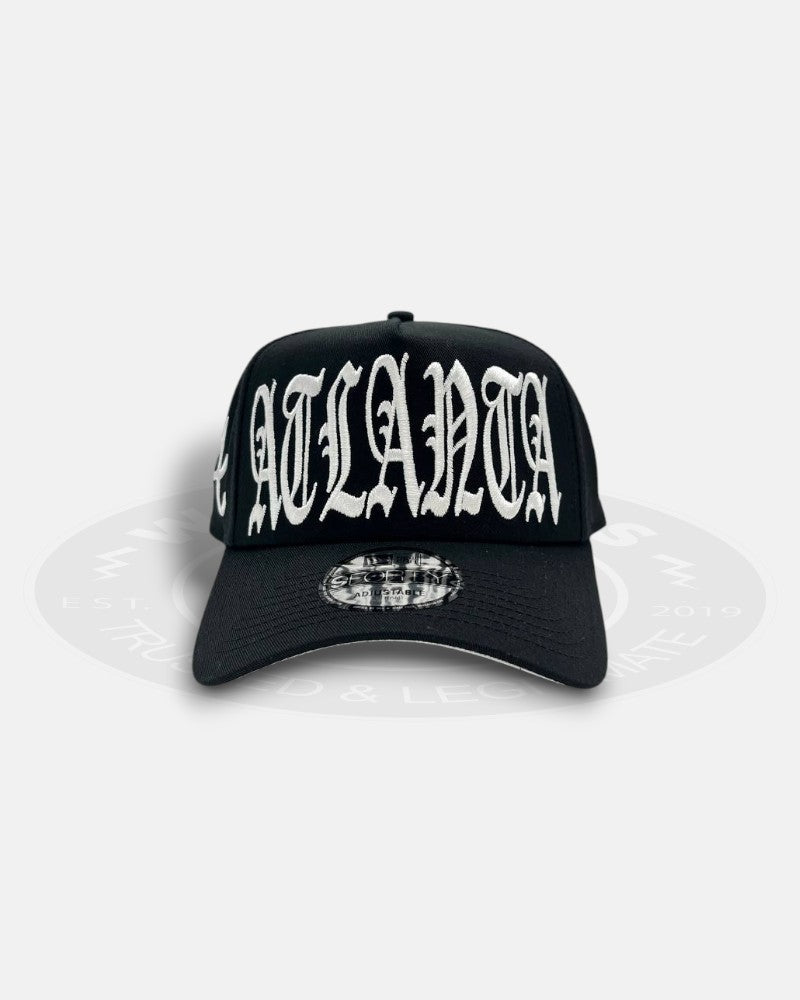 Atlanta Braves Oversized Gothic Script A-Frame 9Forty Snapback Hat