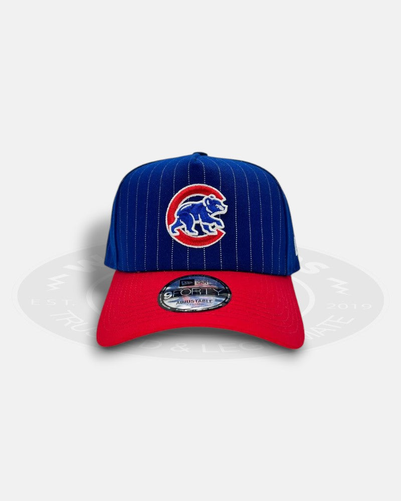 Chicago Cubs Pinstripe Two Tone Blue Red A-Frame 9Forty Snapback Hat