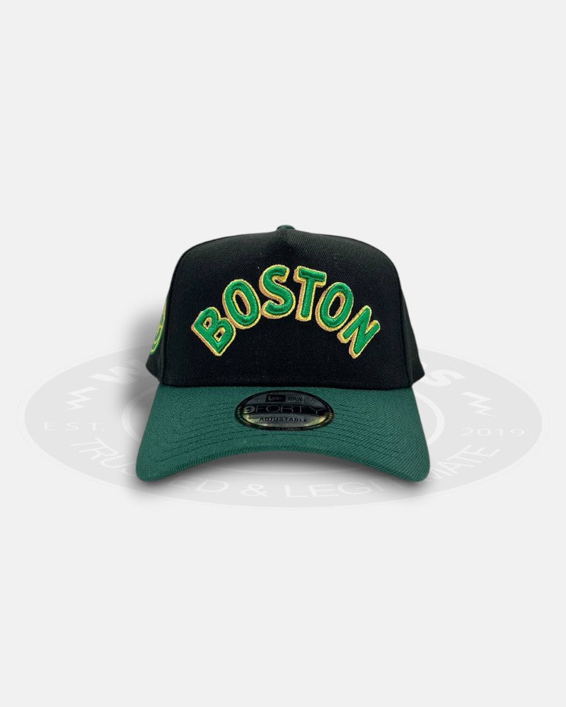 Boston Celtics Two Tone Black Green A-Frame 9Forty Snapback Hat