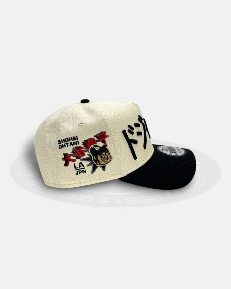Los Angeles Dodgers Ohtani Kanji Script Off White Black Two Tone 9Forty A Frame Snapback Hat
