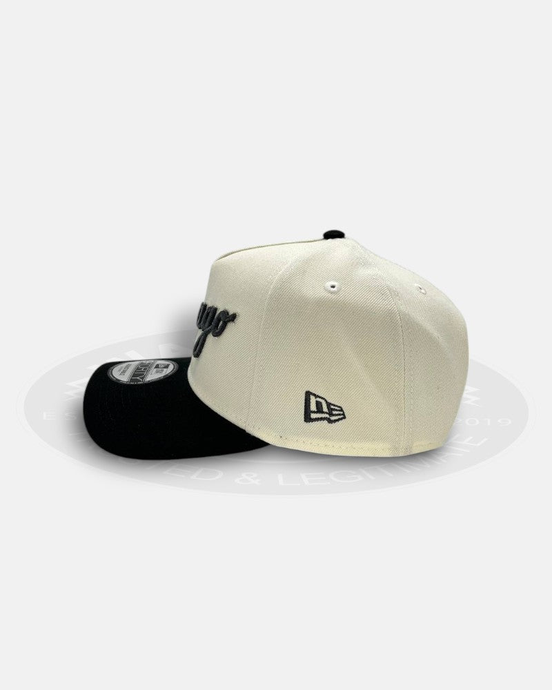 Chicago White Sox 95 Years Script Two Tone Chrome Black A-Frame 9Forty Snapback Hat