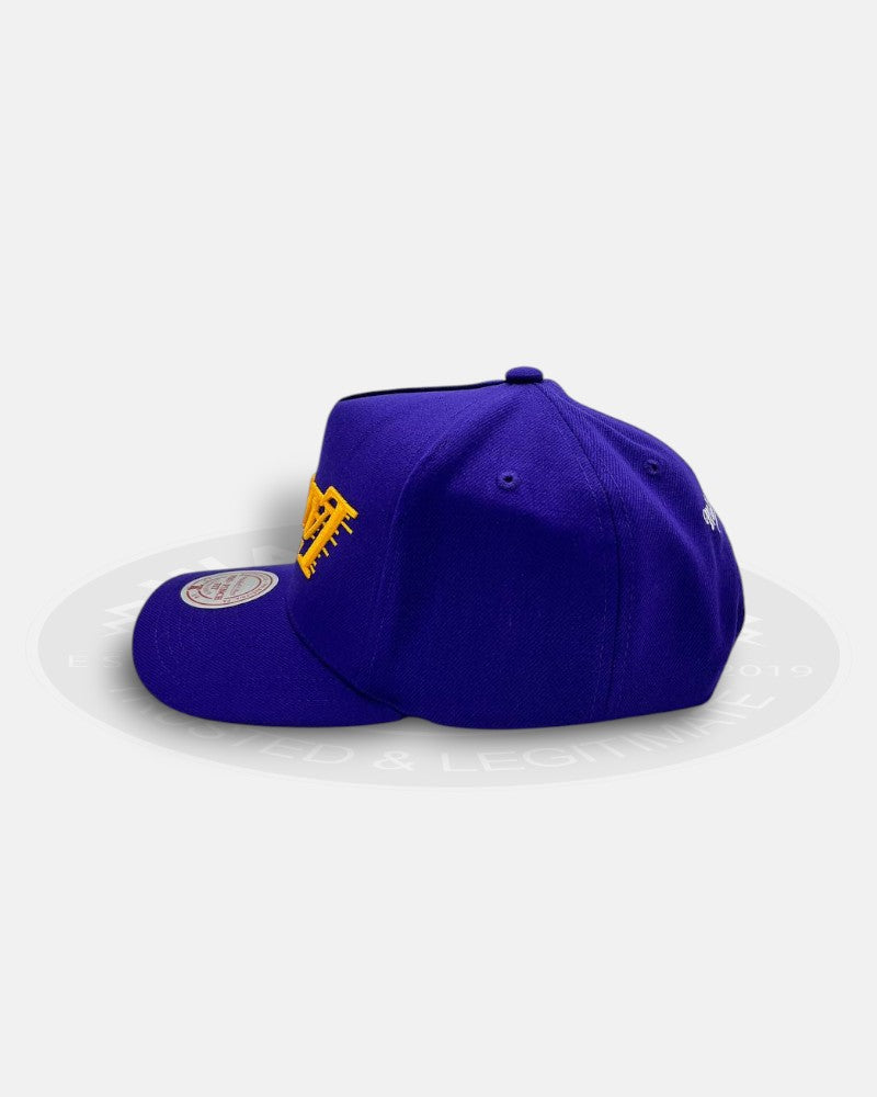 Los Angeles Lakers Upside Down Running Script Pro Finch Fit Snapback Hat