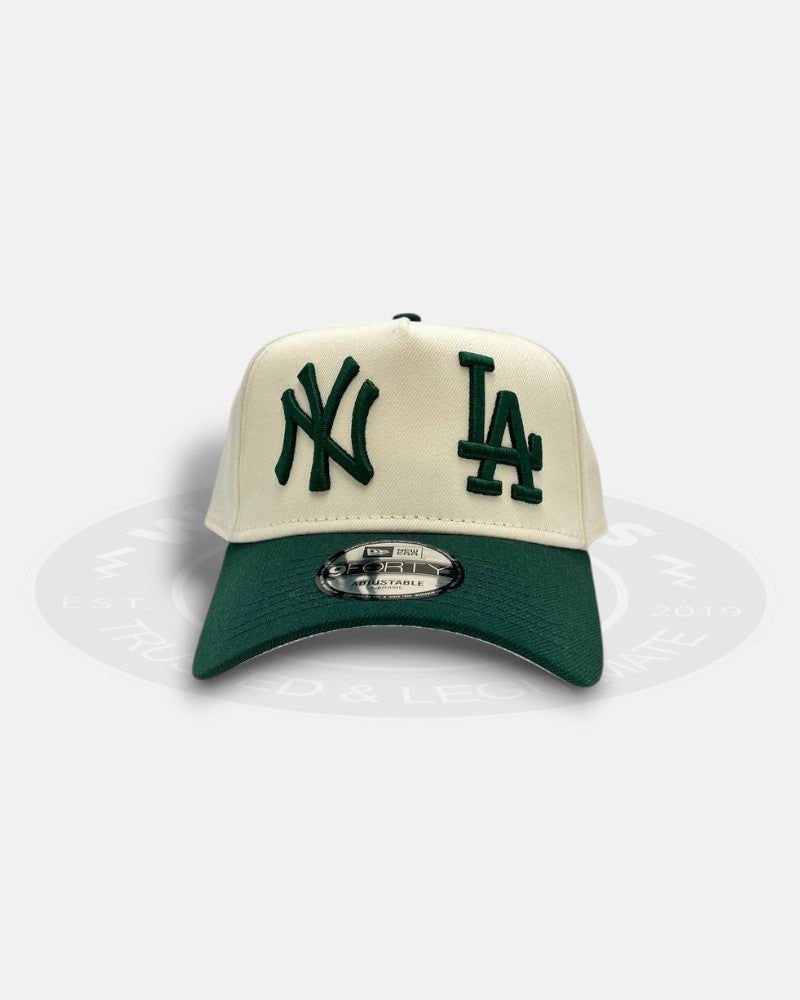 New York Yankees vs Los Angeles Dodgers Two Tone White/Green 9Forty A-Frame Snapback Hat