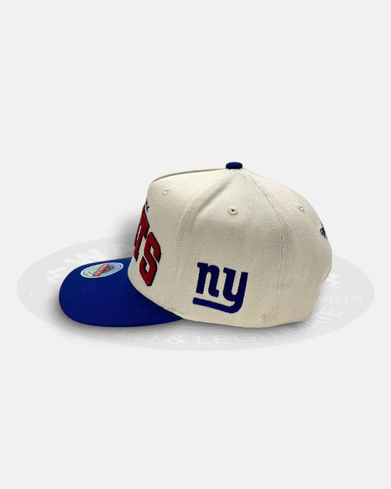 New York Giants Team Script Two Tone Blue/Off White Adjustable Fit Snapback Hat