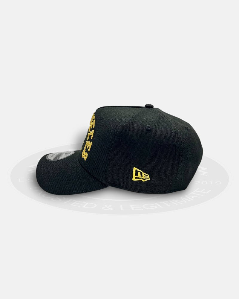 Los Angeles Dodgers Gold Script 1958 Major League Baseball Chrome Black A-Frame 9Forty Snapback Hat