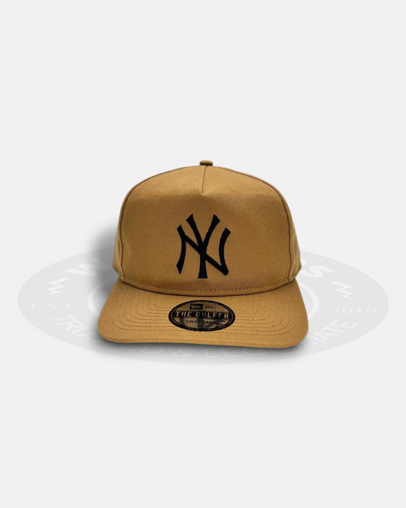 New York Yankees Logo The Golfer Wheat Snapback Hat