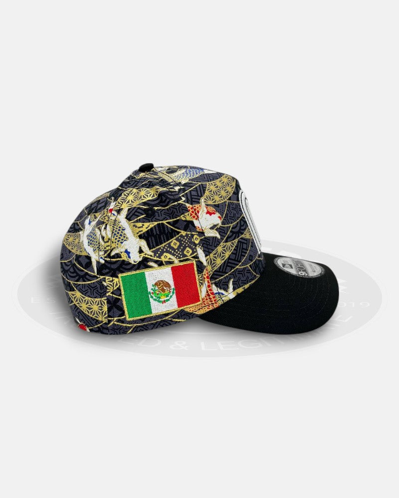 Mexican Baseball League Overall Koi Design Mexican Flag Side Patch 9Forty A-Frame Snapback Hat