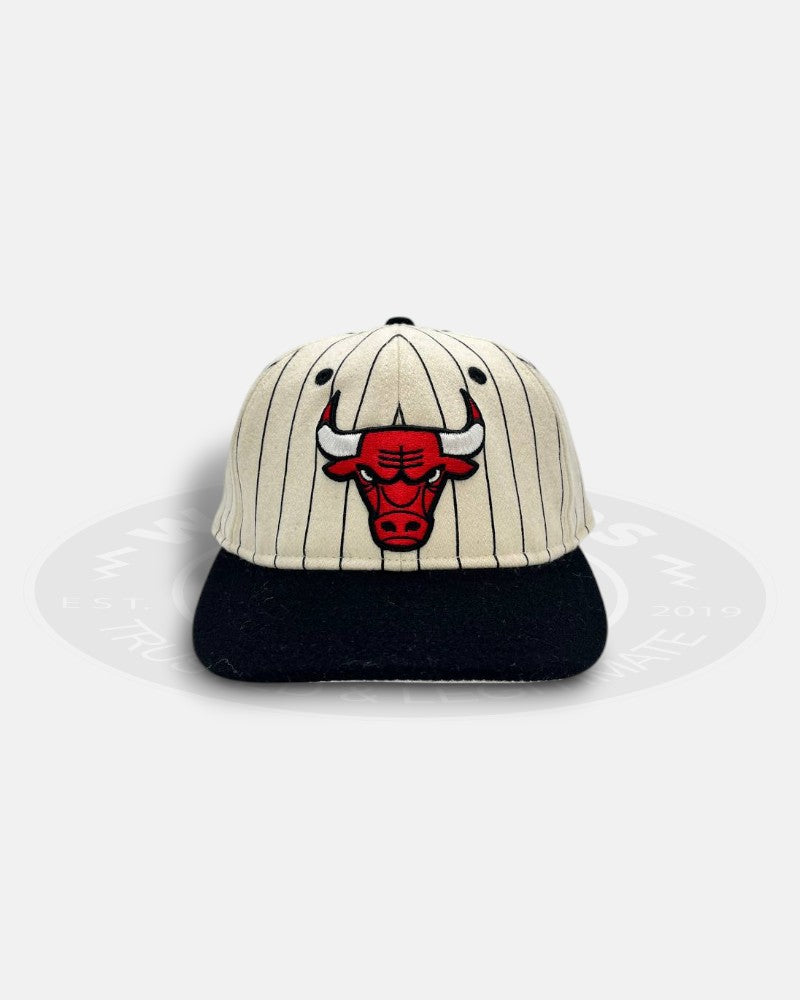 Chicago Bulls Melton Pinstripe Retro Crown 9Fifty Strapback Hat