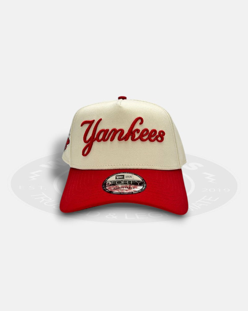 New York Yankees 1999 Cursive Script Chrome Red 9Forty A Frame Snapback Hat