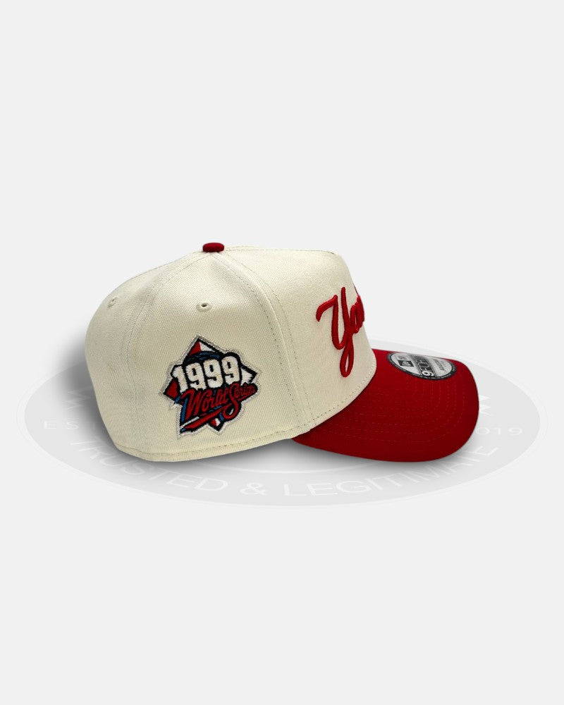 New York Yankees 1999 Cursive Script Chrome Red 9Forty A Frame Snapback Hat