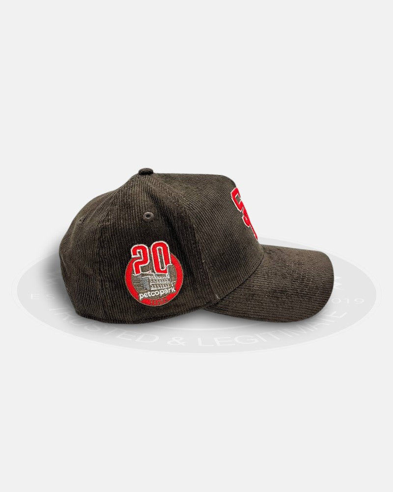 San Diego Padres 20th Year PetcoPark Corduroy Brown A-Frame 9Forty Snapback Hat