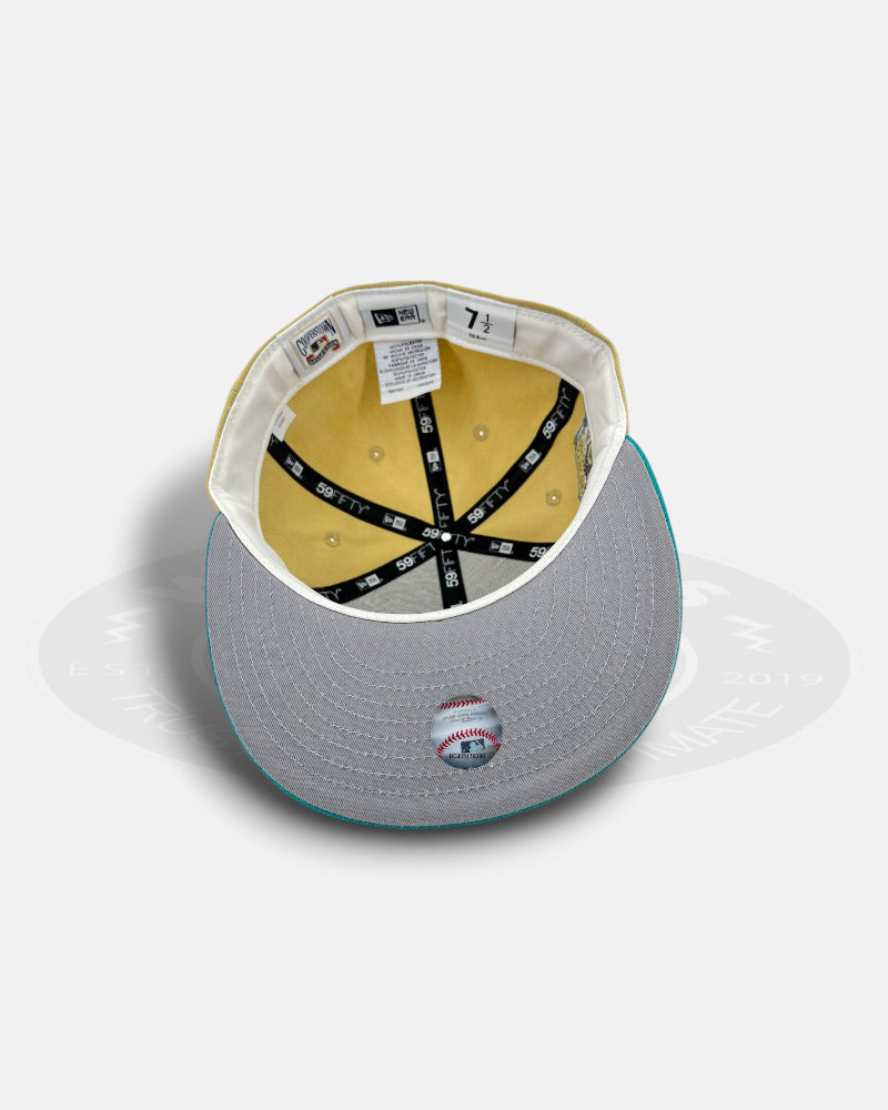 Florida Marlins Anniversary Crest Khaki Teal Two Tone Series 59Fifty Fitted Hat