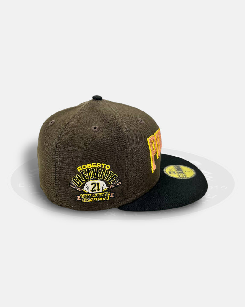 Pittsburgh Pirates Roberto Clemente Dark Brown Black 59Fifty Fitted Hat