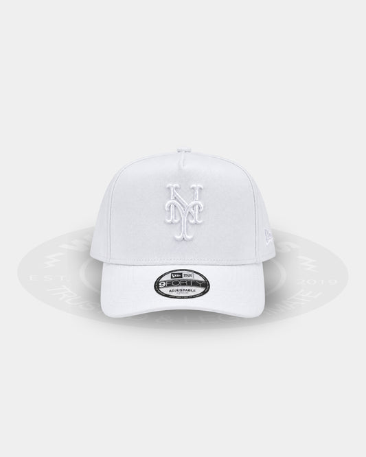 New York Mets Triple White9FORTY A Frame Snapback Hat