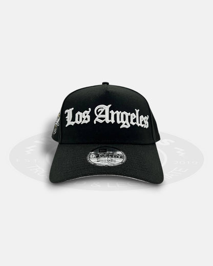 Los Angeles Dodgers Skull Side Patch Chrome Black 9Forty A-Frame Snapback Hat