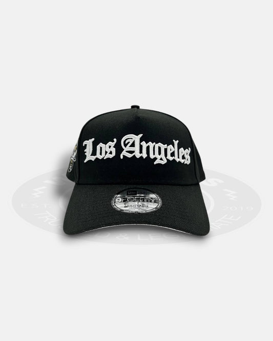 Los Angeles Dodgers Skull Side Patch Chrome Black 9Forty A-Frame Snapback Hat