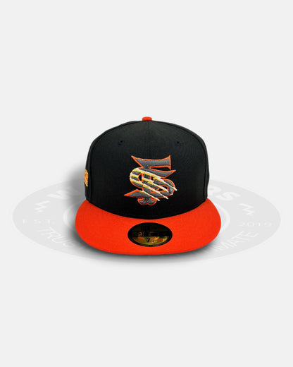 Fresno Grizzlies Black Flip Two Tone Black Orange 59Fifty Fitted Hat