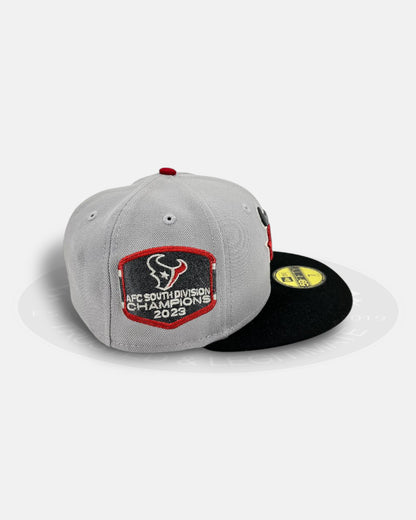 Houston Texans Light Grey Black Grey Underbill Division Crest 59Fifty Fitted Hat