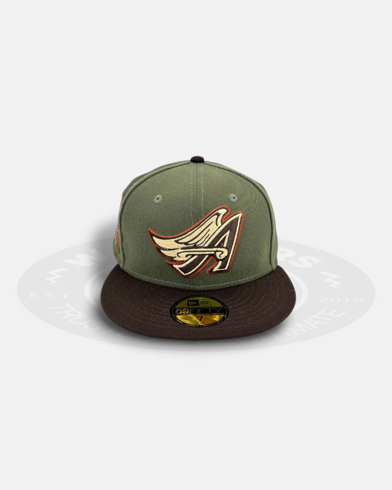 Los Angeles Angels Olive Brown Grey Underbill Milestone Crest 59Fifty Fitted Hat