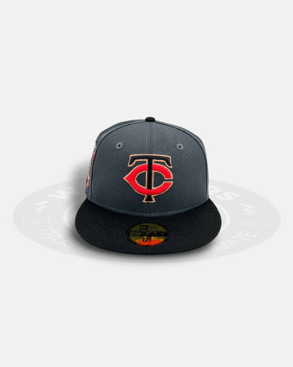Minnesota Twins Dark Grey Black Green Underbill Season Crest 59Fifty Fitted Hat