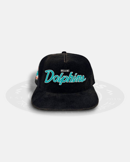 Miami Dolphins Script Washed Corduroy The Golfer Fit Snapback Hat